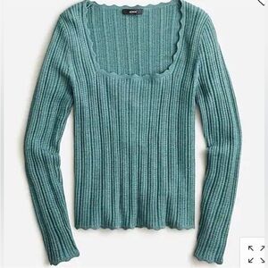 NWT J.Crew Scalloped Squareneck Pointelle Sweater